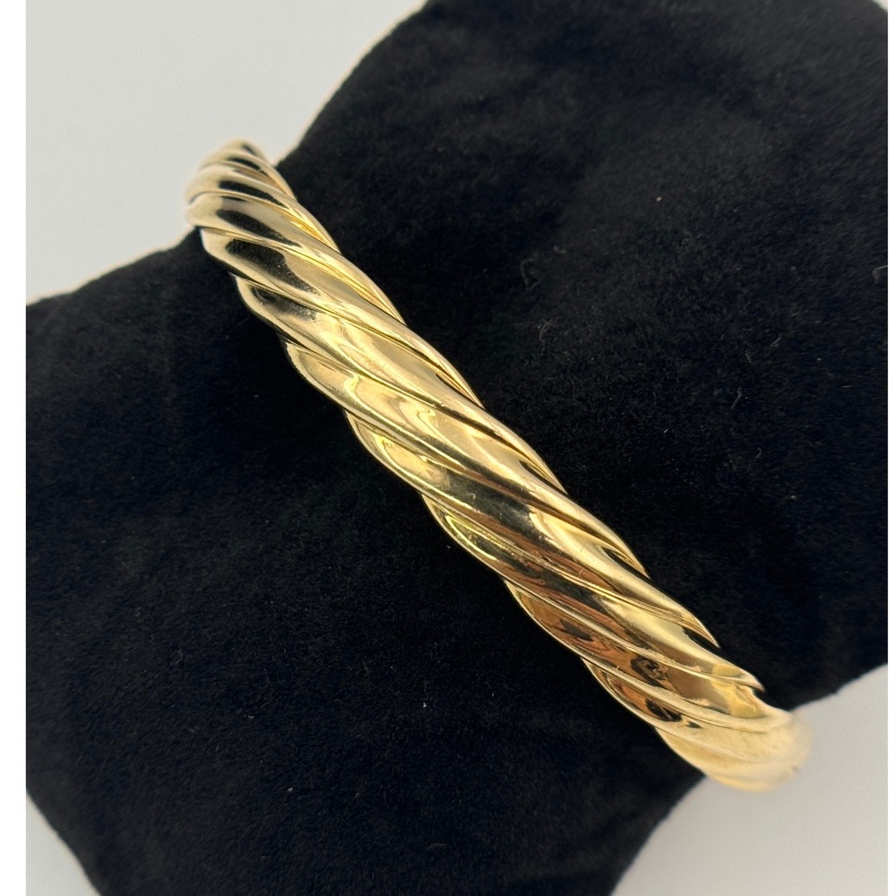 Vintage 14k 585 Yellow Gold Chunky Polished Twist Hinged Bangle Bracelet 18.67g
